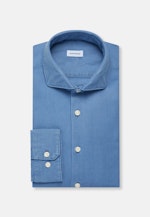 Regular Flanellhemd Uni in Mittelblau |  Seidensticker Onlineshop