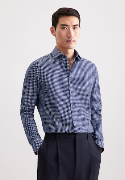 Slim Business shirt Print in Dunkelblau |  Seidensticker Onlineshop