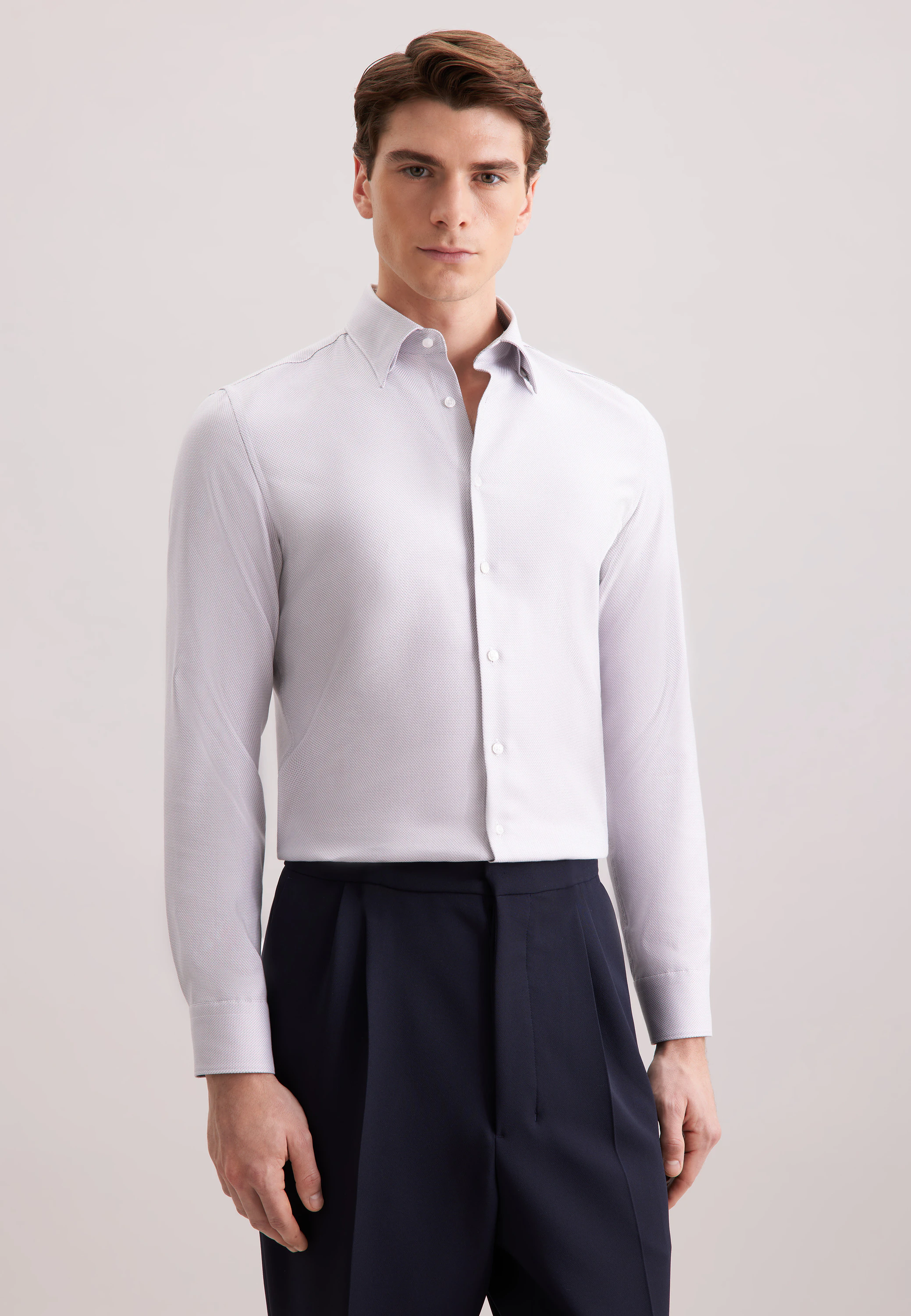 Slim Business Hemd Struktur Grau