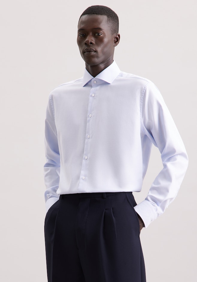 Regular Chemise d'affaires Chevron dans Bleu Clair | Boutique en ligne Seidensticker