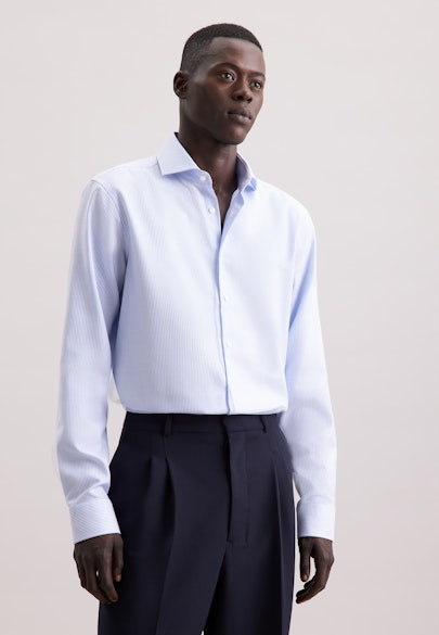 Regular Business shirt Structure in Mittelblau |  Seidensticker Onlineshop