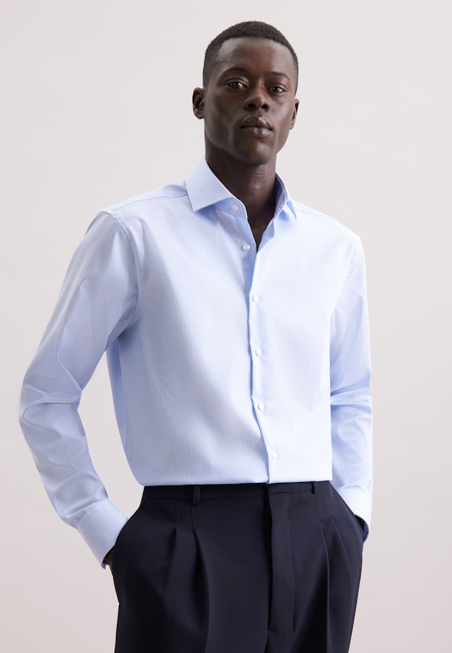 Regular Business shirt Stripes in Mittelblau |  Seidensticker Onlineshop