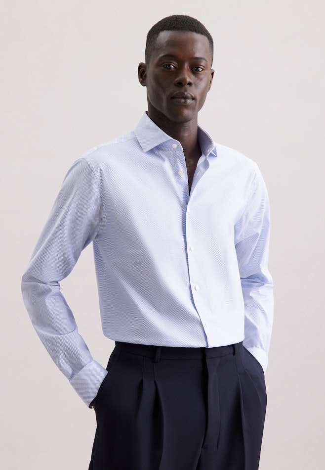 Regular Chemise d'affaires Imprimé dans Bleu Moyen | Boutique en ligne Seidensticker