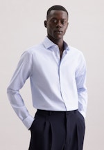 Regular Business shirt Print in Mittelblau |  Seidensticker Onlineshop