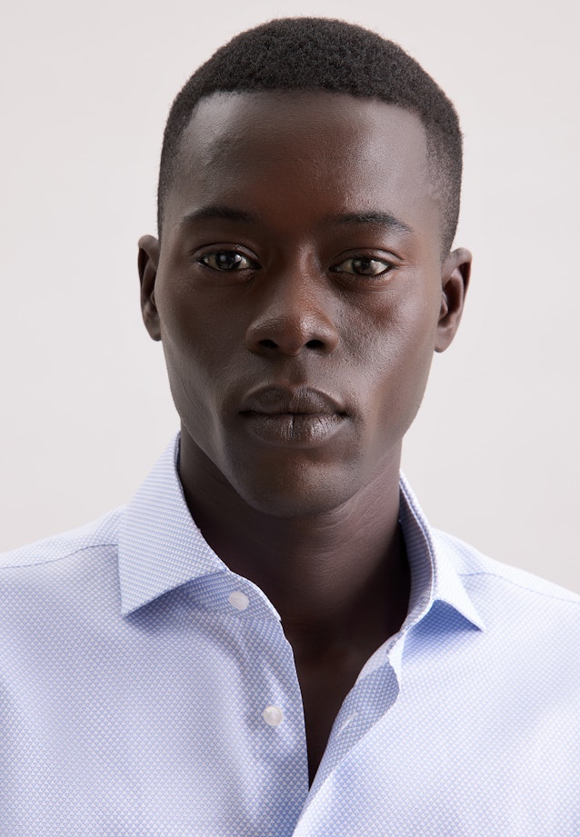 Regular Business Hemd Druck in Mittelblau |  Seidensticker Onlineshop