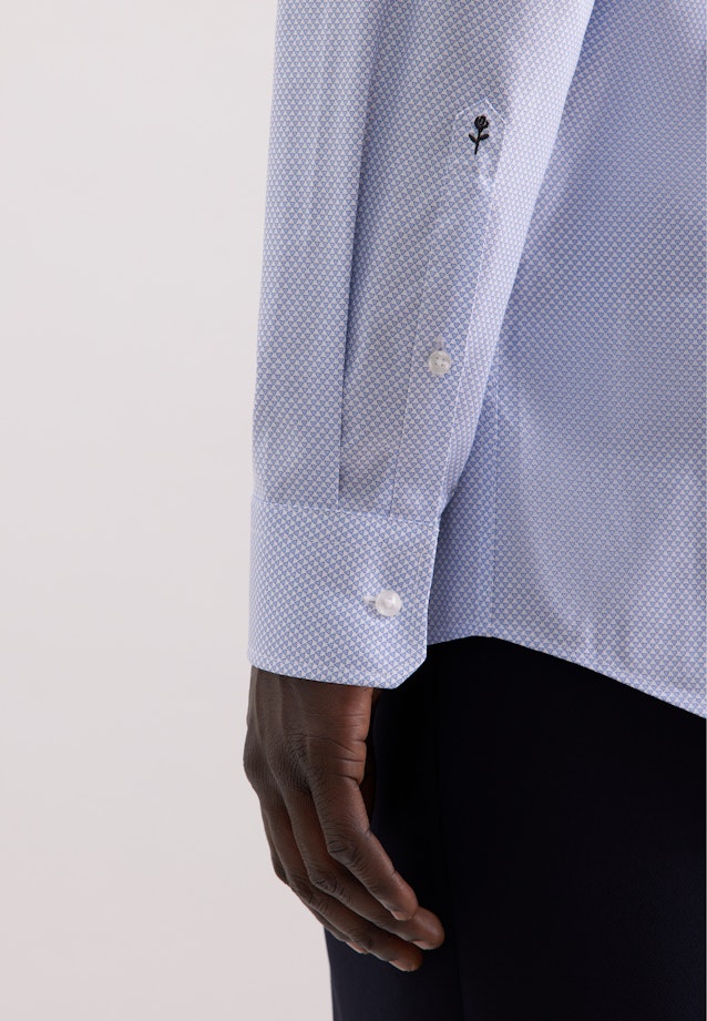 Regular Business shirt Print in Mittelblau |  Seidensticker Onlineshop