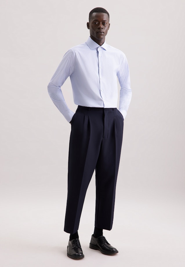 Regular Business Hemd Druck in Mittelblau |  Seidensticker Onlineshop