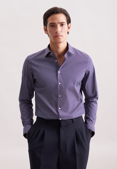 Regular Business Hemd Druck in Lila |  Seidensticker Onlineshop