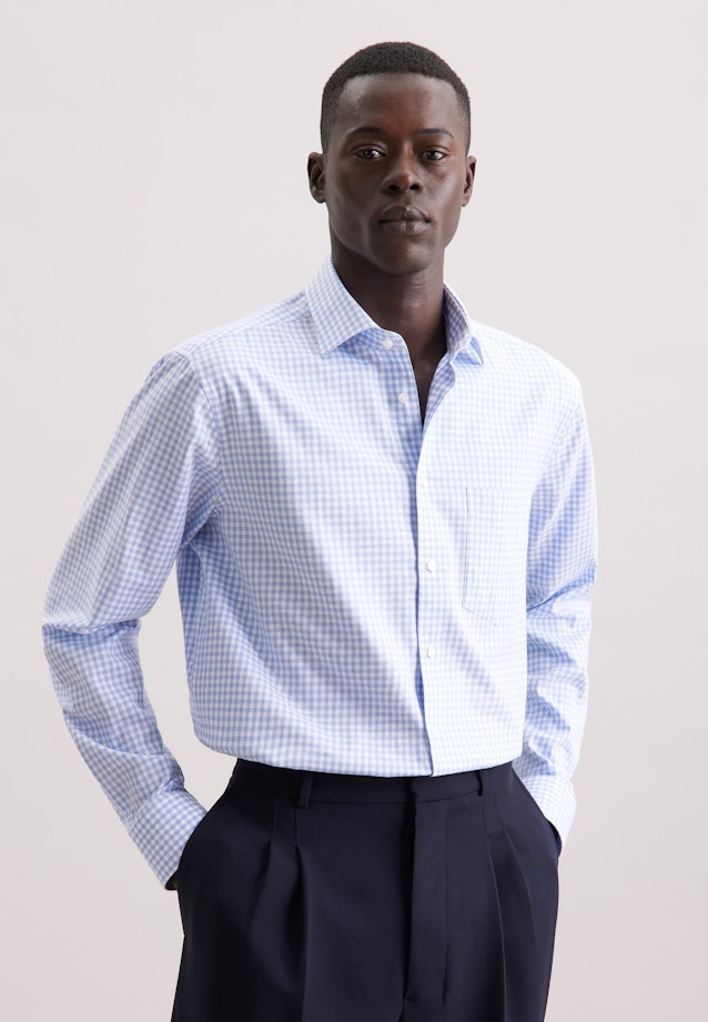 Regular Chemise en flanelle carreaux in Bleu Moyen |  Seidensticker Onlineshop