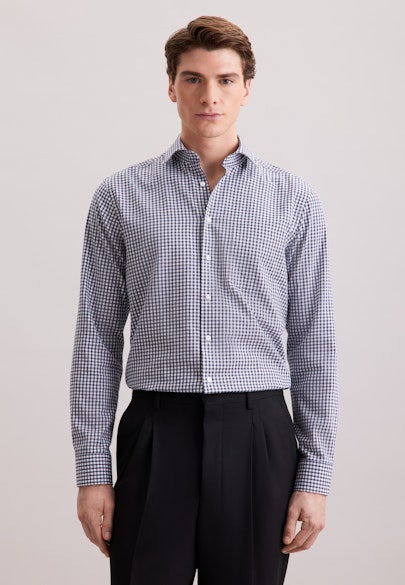 Regular Chemise en flanelle carreaux in Bleu Foncé |  Seidensticker Onlineshop