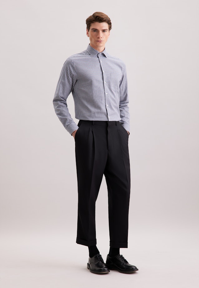 Regular Flanellhemd Karo in Dunkelblau |  Seidensticker Onlineshop