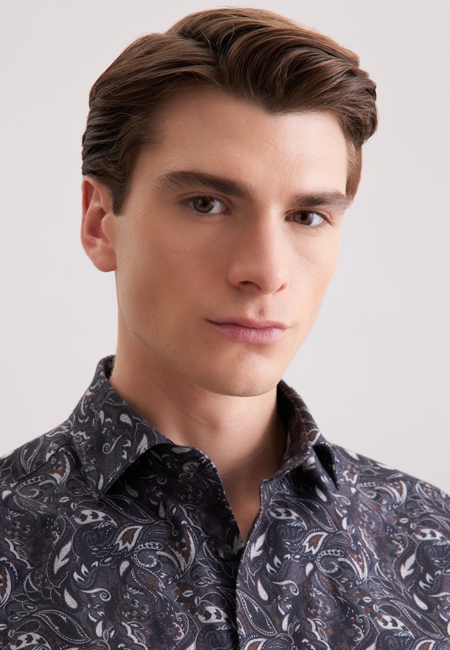 Regular Chemise en flanelle Floral in Gris |  Seidensticker Onlineshop