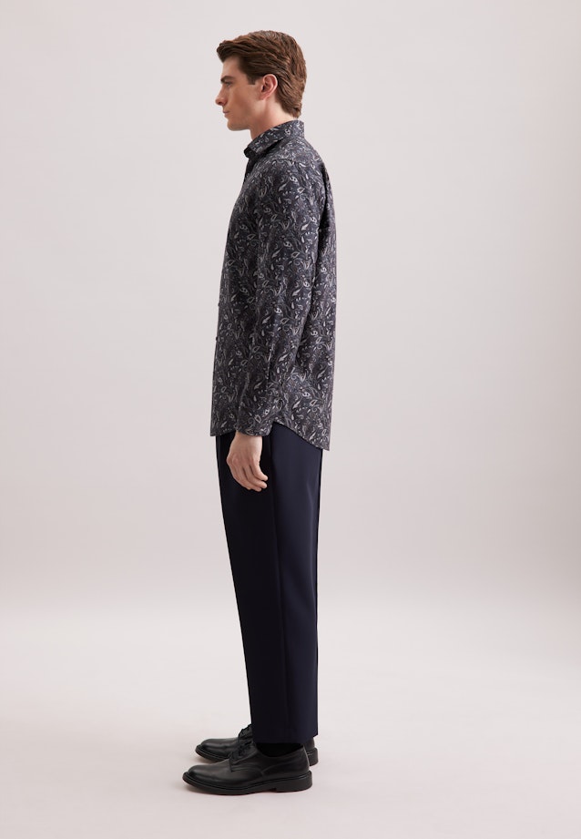 Regular Flanellhemd Geblümt in Grau |  Seidensticker Onlineshop