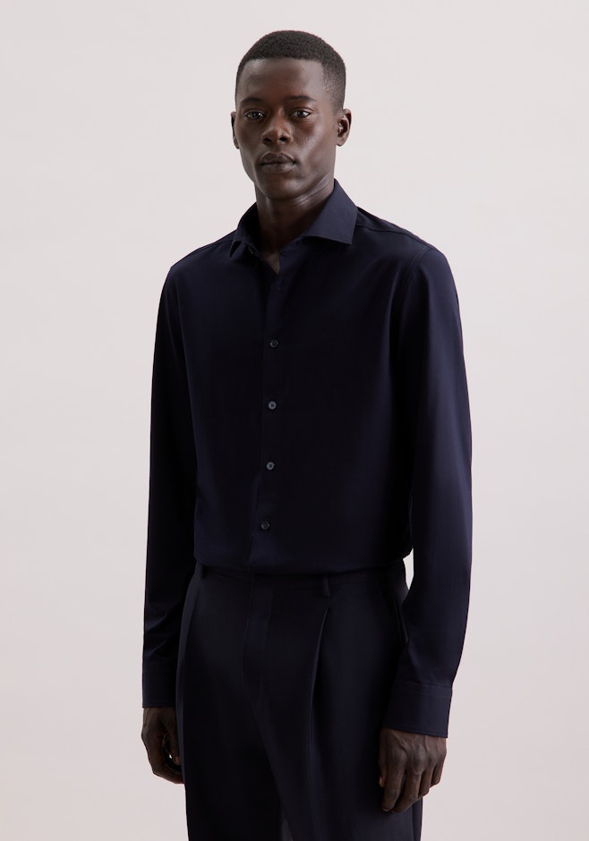 Slim Jerseyhemd Uni in Dunkelblau | Seidensticker Onlineshop
