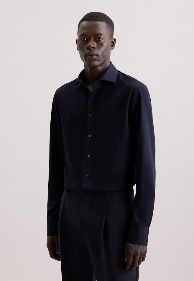 Slim Jerseyhemd Uni in Dunkelblau | Seidensticker Onlineshop