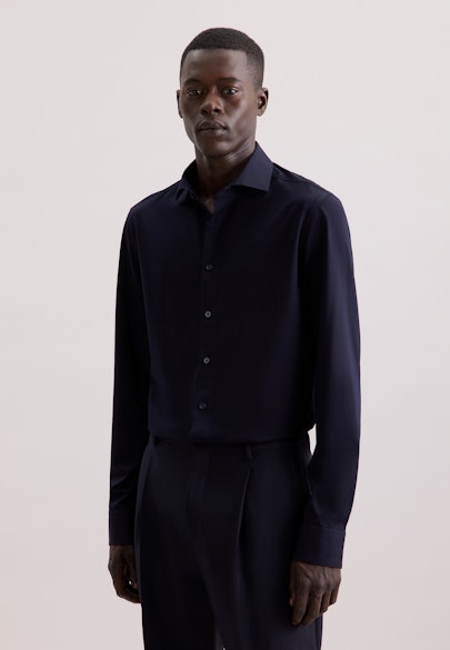Slim Chemise en jersey Uni in Bleu Foncé | Seidensticker Onlineshop