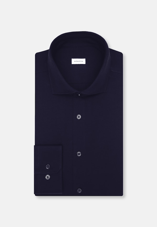 Slim Chemise en jersey Uni dans Bleu Foncé | Boutique en ligne Seidensticker