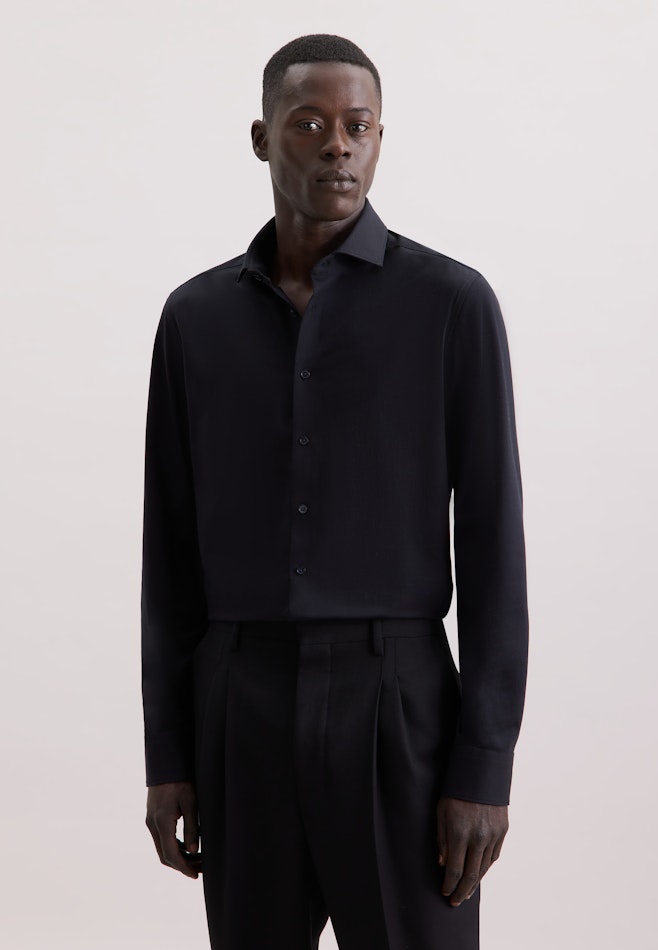 Slim Chemise en jersey Uni dans Noir | Boutique en ligne Seidensticker