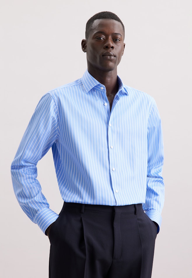 Regular Business shirt Stripes in Mittelblau | Seidensticker online shop