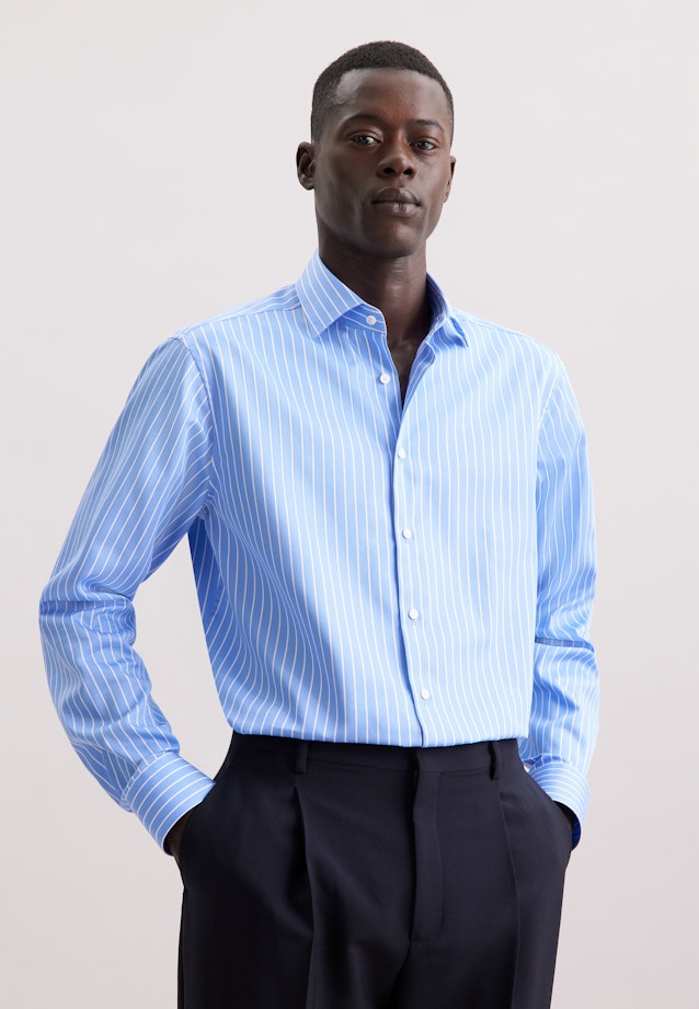 Regular Business shirt Stripes in Mittelblau |  Seidensticker Onlineshop