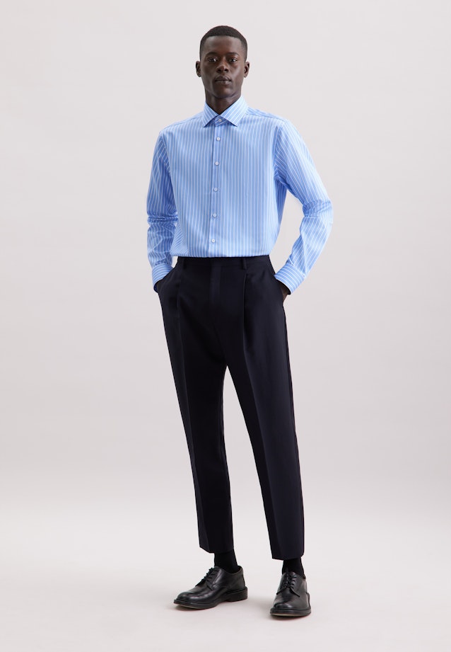 Regular Business shirt Stripes in Mittelblau |  Seidensticker Onlineshop
