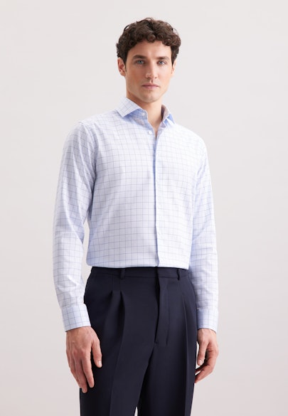 Regular Business shirt Check in Mittelblau |  Seidensticker Onlineshop