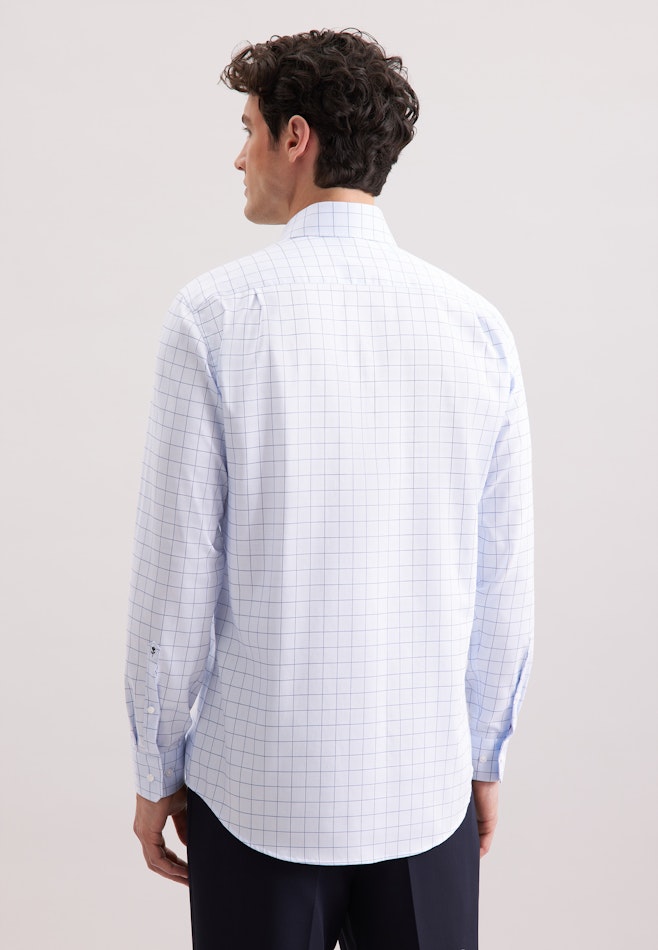 Regular Business Hemd Karo in Mittelblau | Seidensticker Onlineshop
