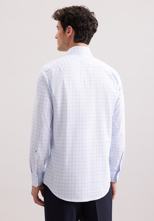 Regular Business Hemd Karo in Mittelblau | Seidensticker Onlineshop