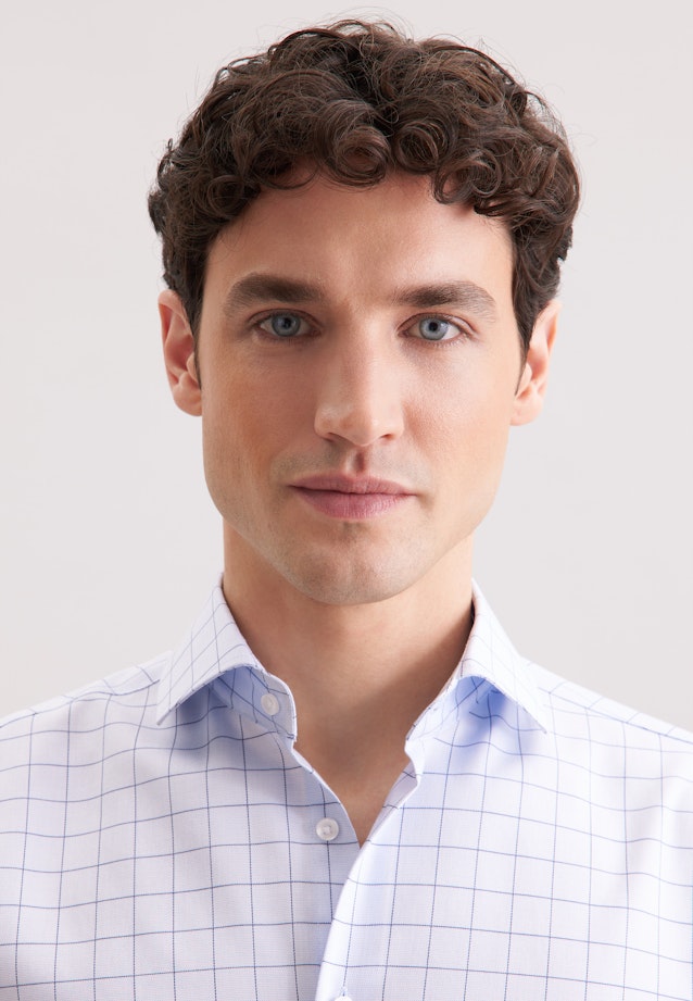Regular Business shirt Check in Mittelblau |  Seidensticker Onlineshop