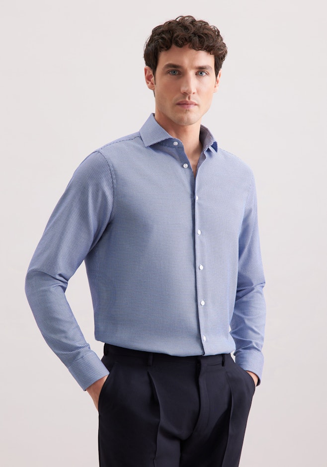 Regular Chemise d'affaires Structure dans Bleu Foncé | Boutique en ligne Seidensticker