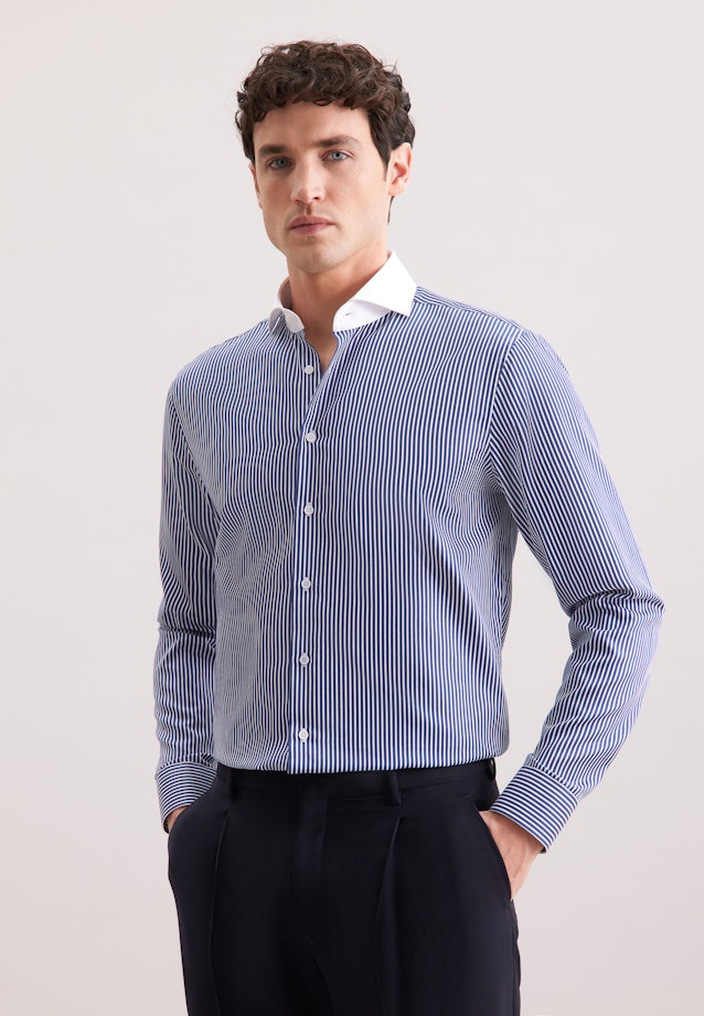 Regular Chemise d'affaires Rayures in Bleu Foncé |  Seidensticker Onlineshop