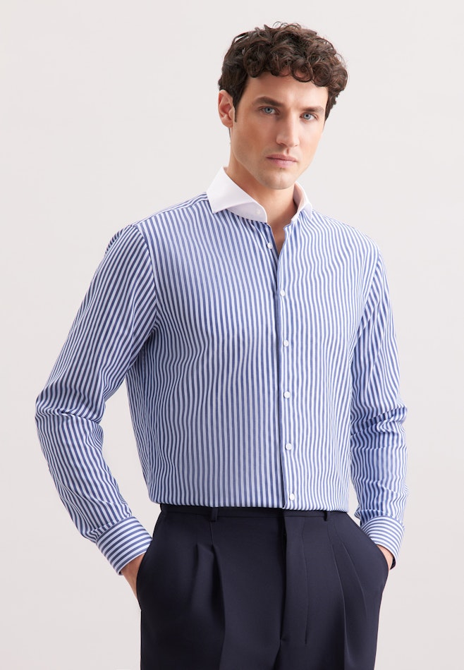 Regular Chemise d'affaires Rayures dans Bleu Foncé | Boutique en ligne Seidensticker