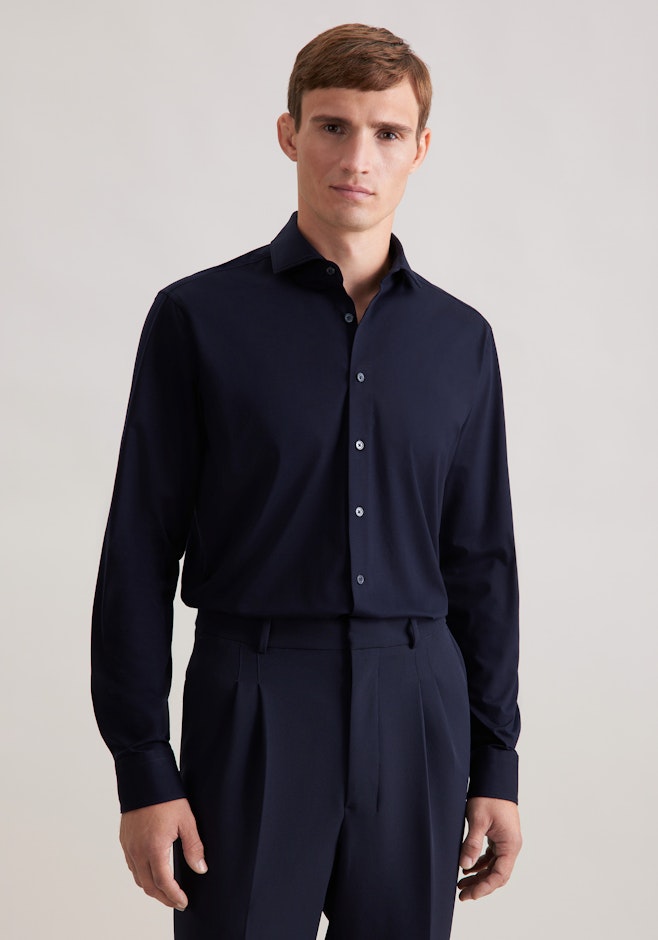 Regular Chemise en jersey Uni dans Bleu Foncé | Boutique en ligne Seidensticker