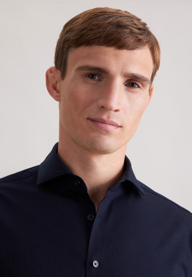 Regular Chemise en jersey Uni in Bleu Foncé |  Seidensticker Onlineshop