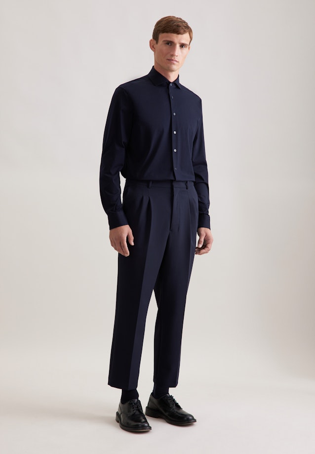 Regular Chemise en jersey Uni in Bleu Foncé |  Seidensticker Onlineshop