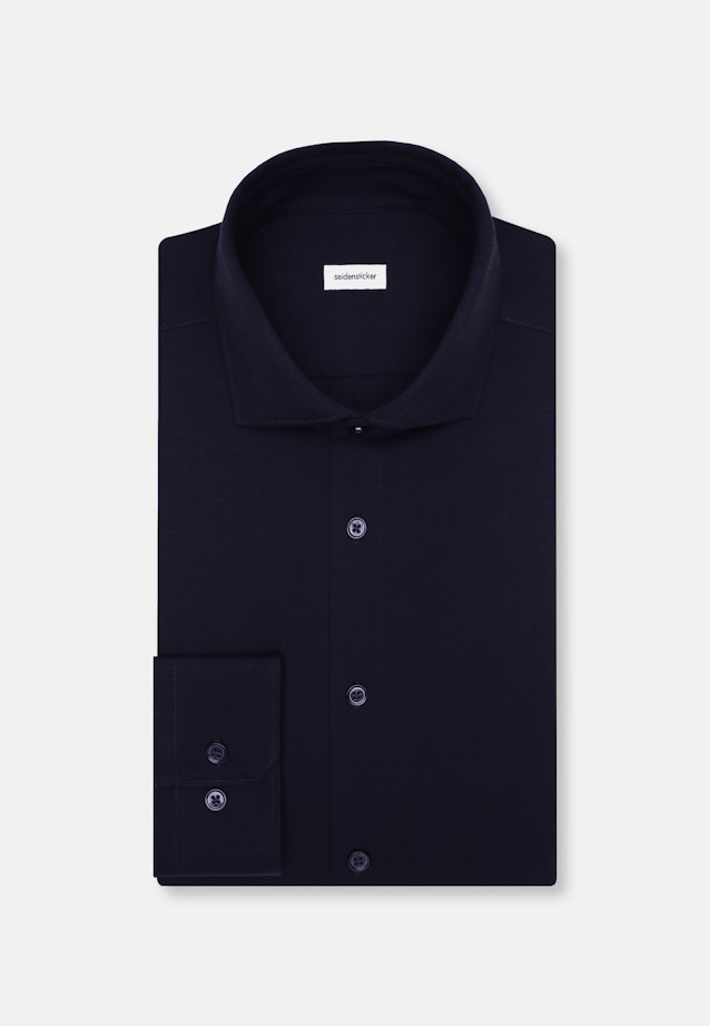 Regular Chemise en jersey Uni in Bleu Foncé |  Seidensticker Onlineshop