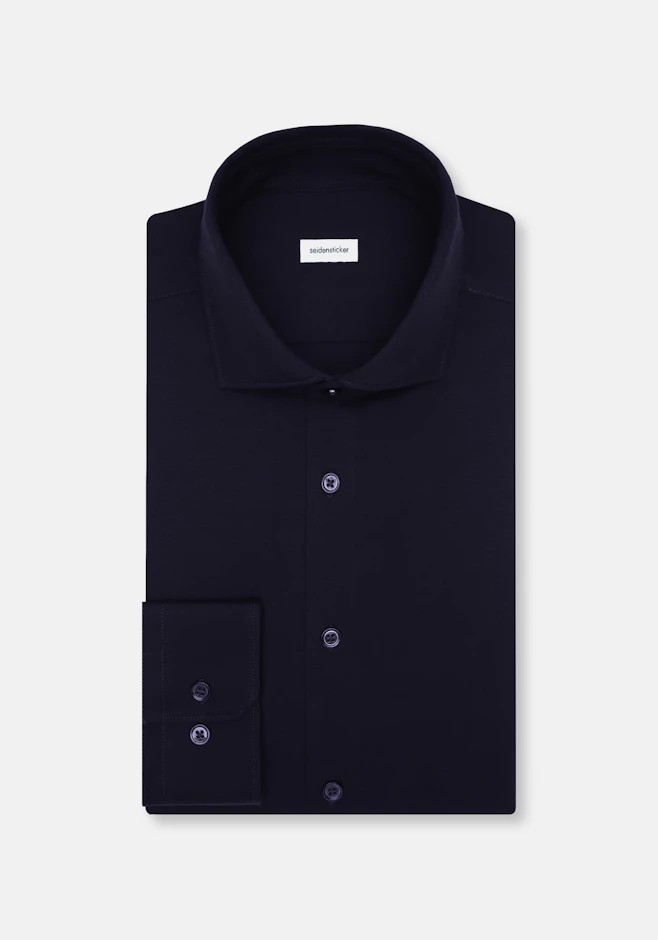 Regular Chemise en jersey Uni dans Bleu Foncé | Boutique en ligne Seidensticker