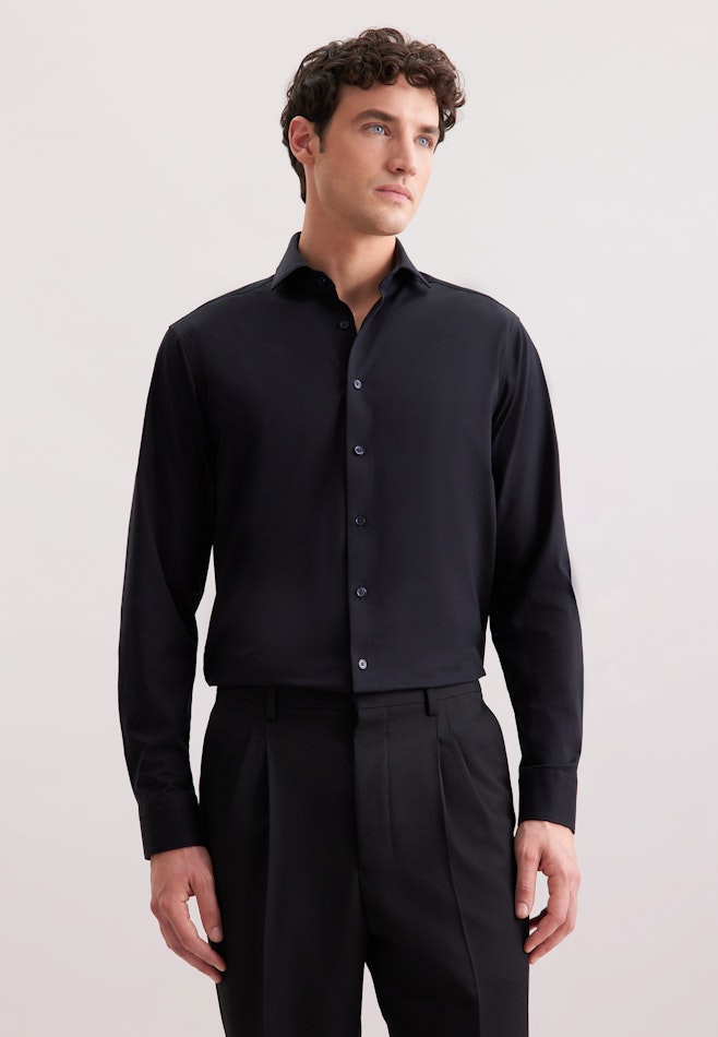 Regular Chemise en jersey Uni dans Noir | Boutique en ligne Seidensticker