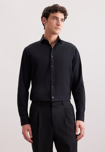 Regular Chemise en jersey Uni in Noir | Seidensticker Onlineshop
