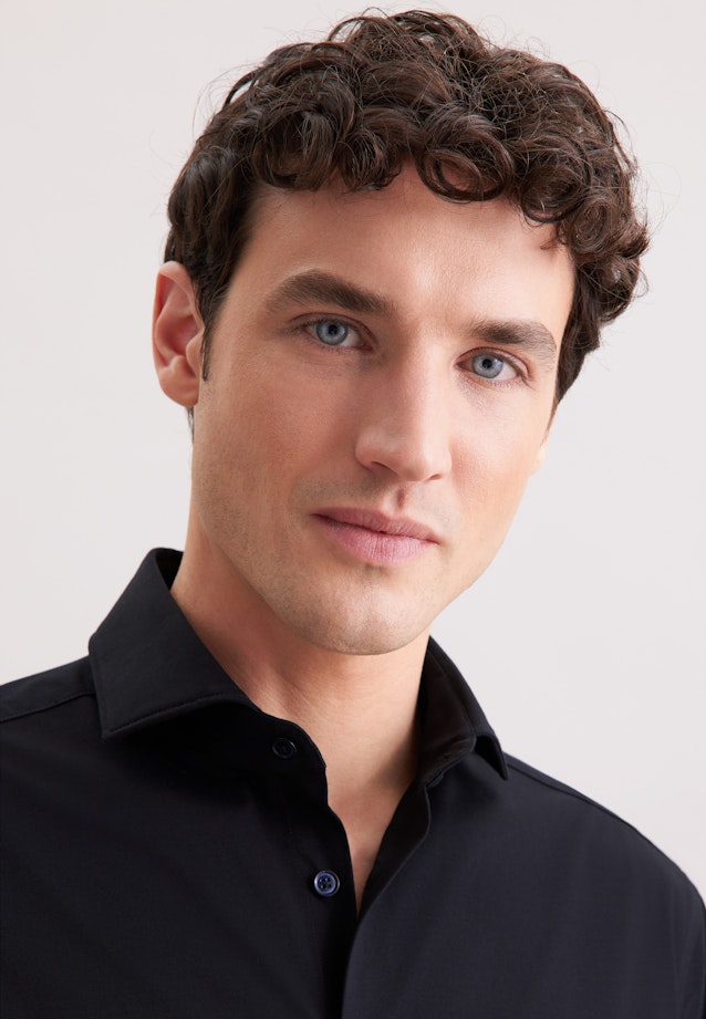 Regular Jerseyhemd Uni in Schwarz |  Seidensticker Onlineshop