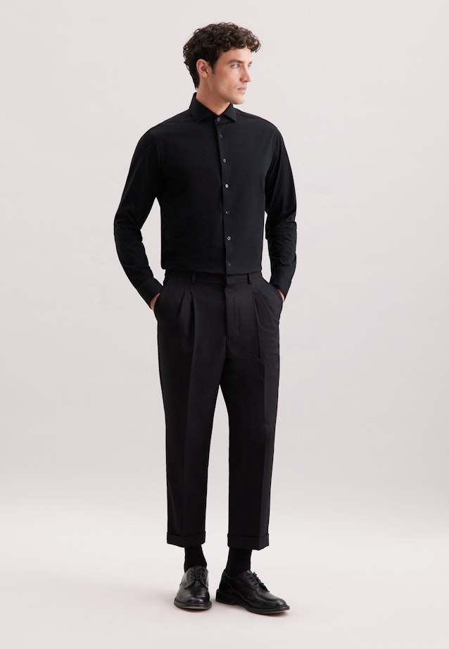 Regular Jerseyhemd Uni in Schwarz |  Seidensticker Onlineshop