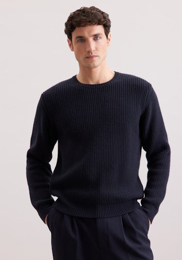 Pullover Dunkelblau Pullover Rundhals Cecil RUNDHALS STRUKTUR