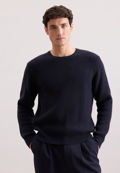 Regular Pullover Uni in Dunkelblau |  Seidensticker Onlineshop