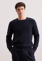 Rundhals Pullover Uni, in Dunkelblau |  Seidensticker Onlineshop