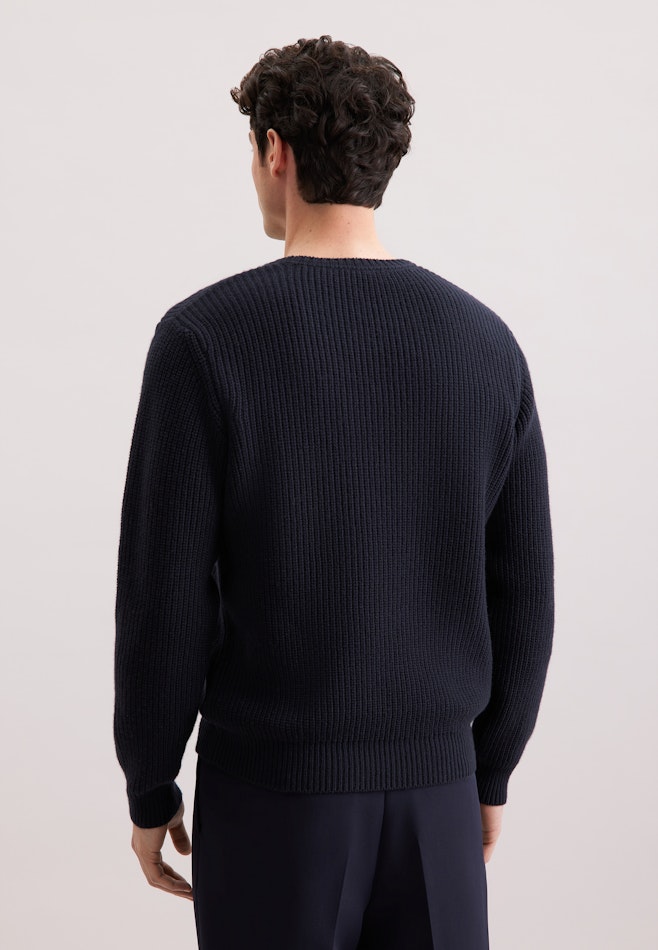Regular Pull-over Uni dans Bleu Foncé | Boutique en ligne Seidensticker