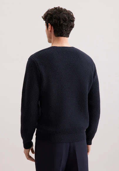 Rundhals Pullover Uni, in Dunkelblau |  Seidensticker Onlineshop