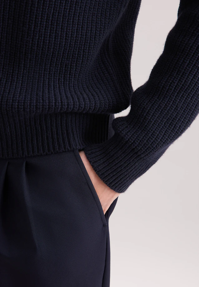 Rundhals Pullover Uni, in Dunkelblau |  Seidensticker Onlineshop