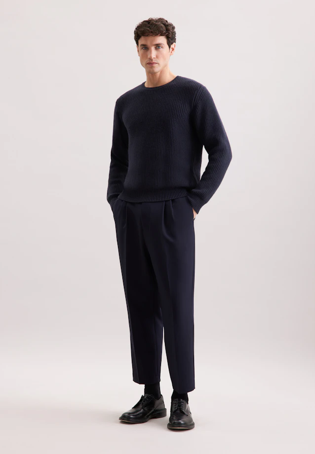 Rundhals Pullover Uni, in Dunkelblau |  Seidensticker Onlineshop