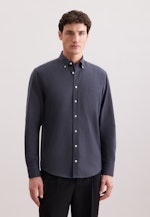 Regular Flannel shirt Uni in Grey |  Seidensticker Onlineshop