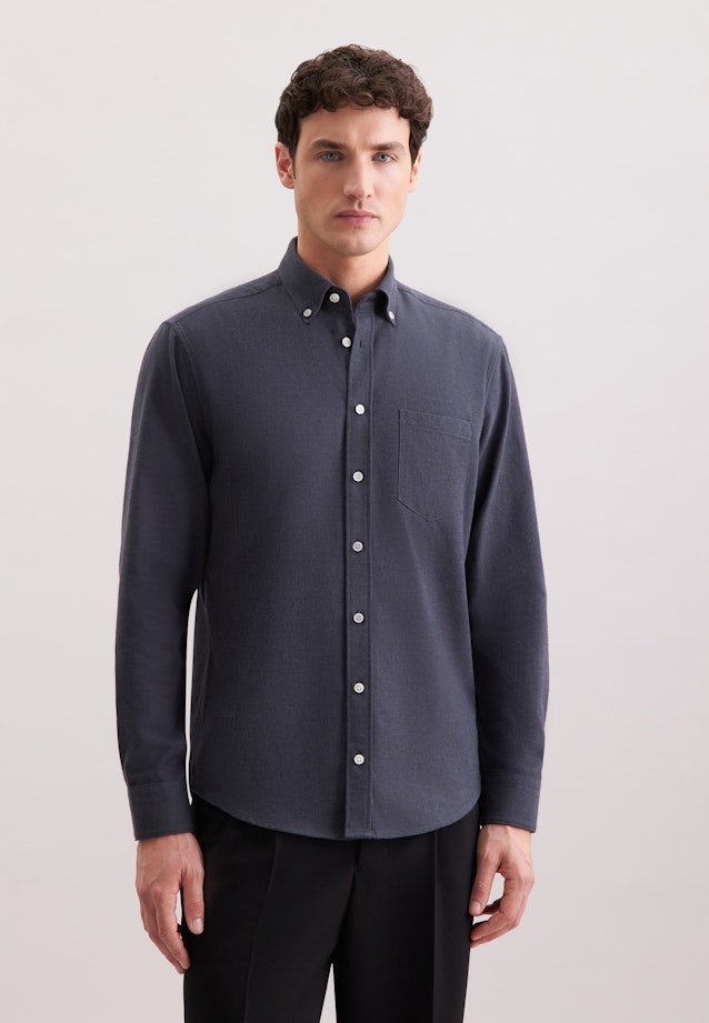 Regular Flanellhemd Uni in Grau |  Seidensticker Onlineshop